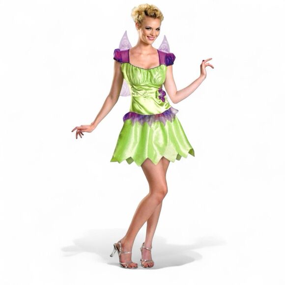 Disguise Disney Womens Tinker Bell Green & Purple Dress Costume Small (4-6) - Picture 1 of 5